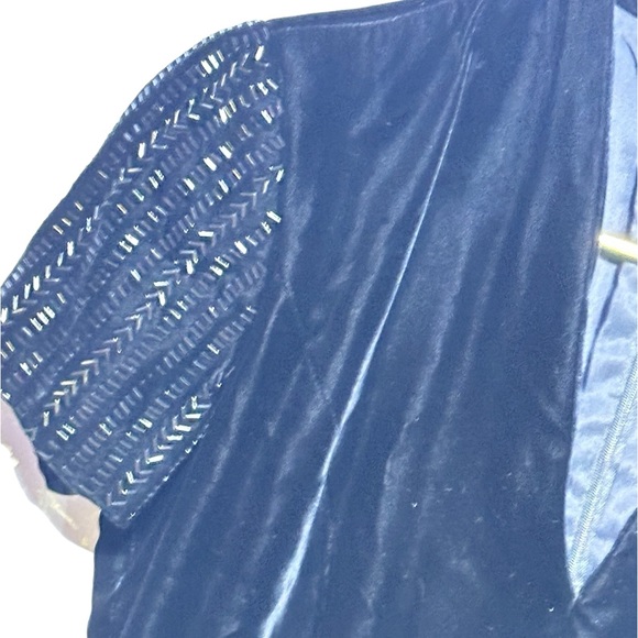 Stunning Velvet Sequin Short Sleeve Full Length Dress W/Sexy High Slit Vintage 8 - Picture 5 of 14